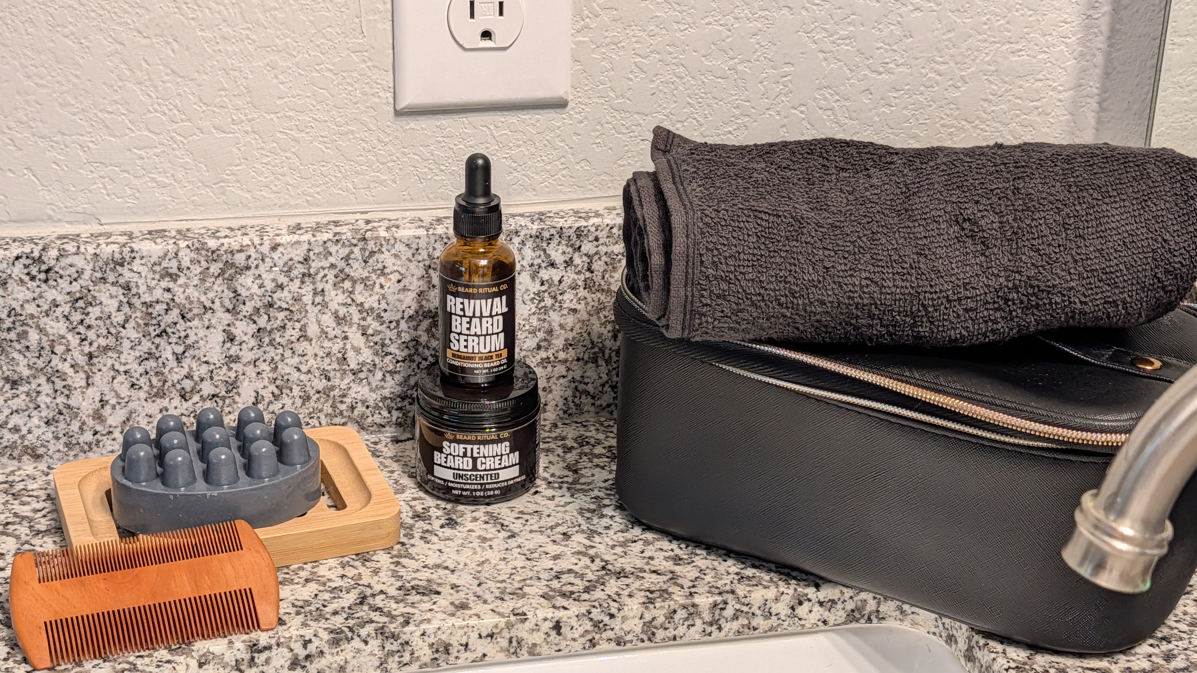 Beard ritual Revival Serum and softening cream and cleansing soap bar together Beard ritual Co.